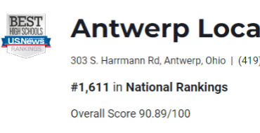 Antwerp High School Ranked 58 in State