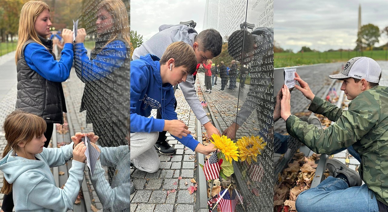 eighth graders at Vietnam Memorial