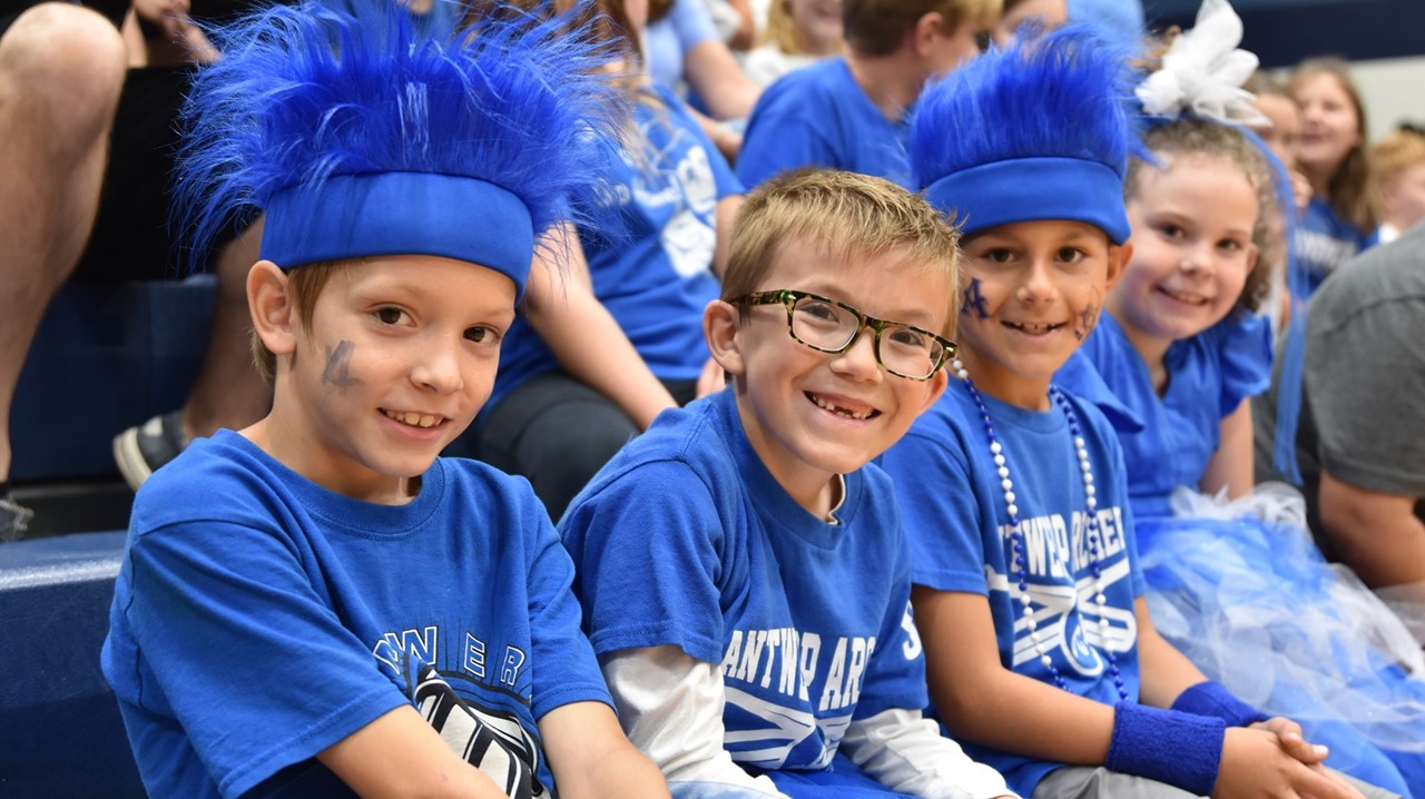 elementary students at pep rally